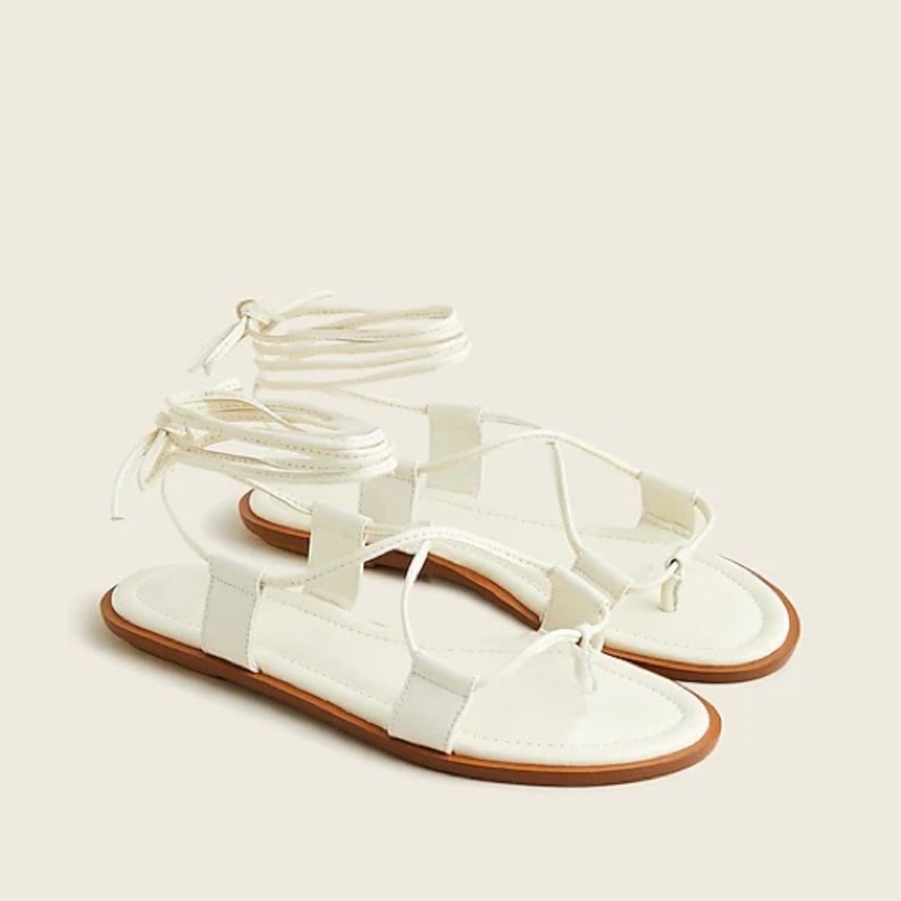 NWT J Crew Sorrento lace-up gladiator white leather sandals